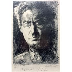 Jacob Kramer (British 1892-1962): 'Self Portrait' inscribed 'To my dear pal Laurel from Jacob 1930', lithograph signed titled and numbered 2/40 together with 'Kramer - A Memorial Volume', limited publication max 45cm x 30cm (2)