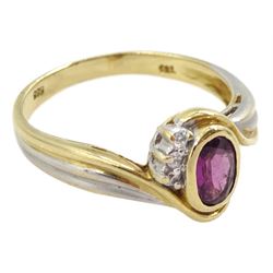 14ct white and yellow garnet and clear stone set dress ring, stamped 585