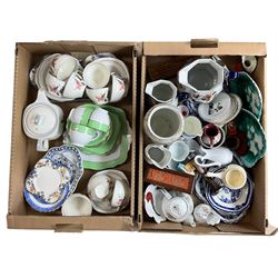 Quantity of ceramics including Chusan floral jugs, H & K Tunstall, Meakin etc. in two boxes
