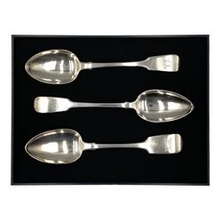 Victorian silver fiddle pattern table spoon London 1853, another London 1840 Maker William Eaton and another Exeter 1830 Maker George Turner 7oz (3)