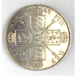 Queen Victoria 1888 double florin coin, Arabic 1 in date  