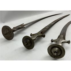 19th century Indian Tulwar with single edged slightly curved blade L73cm and two other Tulwars (3)  