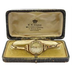 Majex Vitaflex 9ct gold ladies manual wind wristwatch, London 1954, on gold expanding bracelet, stamped 9.375, boxed