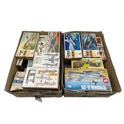 Various plastic model kits including Airfix, Hales, Revell etc in two boxes (unchecked for completeness)