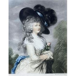 Sydney Ernest Wilson (British b.1869) After Thomas Gainsborough RA FRSA (British 1727-1788): 'Lady Sheffield' and 'Duchess of Devonshire'; and same engraver after George Romney (British 1734-1802): 'Lady Lee Acton', three mezzotints blindstamped and signed by the engraver max 50cm x 31cm (3)