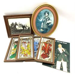 Set of four reproduction Art Nouveau style rectangular mirrors, each transfer decorated with different personification of seasons, after Alphonse Mucha, H32cm prints, etc in one box