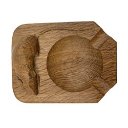 Mouseman - oak ashtray, canted rectangular form carved with mouse signature, by the workshop of Robert Thompson, Kilburn, L10cm