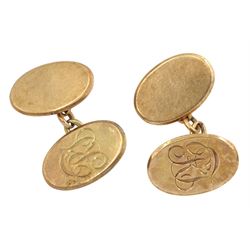 Pair of 9ct rose gold monogrammed cufflinks, hallmarked, approx 5.8gm