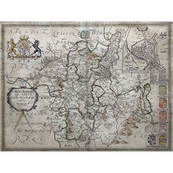 Philip Lea (British fl.1683-1700) and Christopher Saxton (British c1540-c 1610): 'Worcestershire and Citty exactly described by CS newly augmented', 17th century engraved map with hand-colouring, pub. and sold by Philip Lea at the Atlas & Hercules in Cheapside London c.1690, 38cm x 50cm