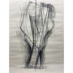 Peter Thursby (British 1930-2011): 'Development for Optimism' Preparatory Drawing for Large Bronze Sculpture, black ink Conté on paper signed and dated '96, 74cm x 47cm