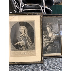 Gunst after Dyk, portrait engraving of Arthur Goodwin, three other 18th Century portrait engravings, framed to match and two others