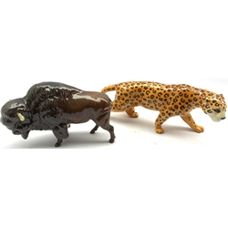 Beswick model of a  Bison No. 1019 and another of a Leopard No. 1082