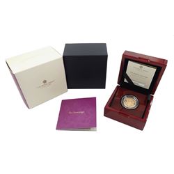 Queen Elizabeth II 2022 gold proof piedfort sovereign coin, cased with certificate 