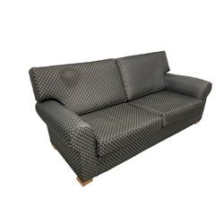 Multi-York - large three-seat sofa upholstered in charcoal and silver fabric; together with two matching storage footstools 