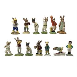 Group of thirteen Royal Doulton Bunnykins figures, including a set of four limited edition cricket players