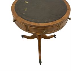 Georgian design yew wood drum table