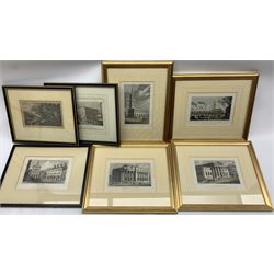 After Nathaniel Whittock (British 1791-1860): Set six 19th century hand-coloured lithographs of Leeds together with 'The Dropping Well at Knaresborough' after the artist max 12cm x 17cm (7)