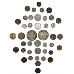 Two United States of America 1922 silver peace dollars, small number of Great British silver threepence pieces and other coins