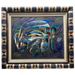 Brigitte Buscail-Lipsky (French 20th Century): 'Sailing in the Waves' and 'Pandauus', two abstract mixed medias on canvas signed with one dated 2009, titled and inscribed verso 49cm x 60cm (2)