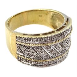 9ct gold pave set diamond ring, hallmarked