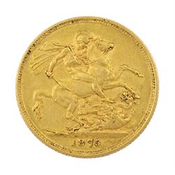 Queen Victoria 1875 gold full sovereign coin, Melbourne mint