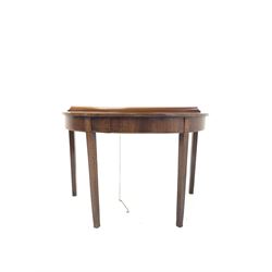 Georgian mahogany demi lune console table, with boxwood and ebonised string inlay, raised on square tapered supports W116cm, D67cm, H78cm