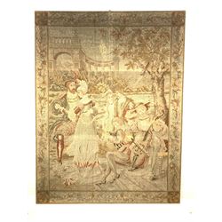 19th century tapestry panel with classical figures in a romantic landscape 197cm x 157cm