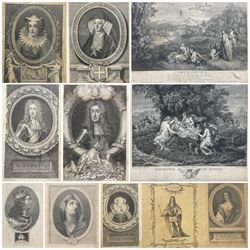 Large collection 17th & 18th century engravings of portraits of English Kings & Queens and other notable people including: Elizabeth I, Mary Queen of Scots, Alfred the Great, Henry I, Geoffrey Chaucer (33)