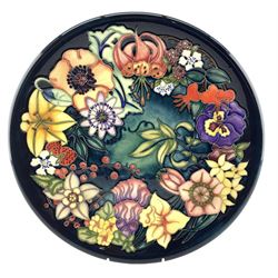 Moorcroft Carousel pattern charger designed by Rachel Bishop, signed to the reverse, limited edition No.250 D35cm, boxed and with certificate 