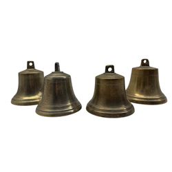 Four Victorian bronze bells, max diameter 9cm (4) 
