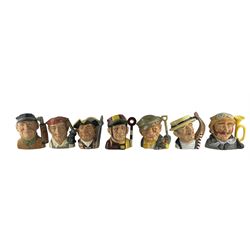 Seven Royal Doulton caracter jugs comprising Veteran Motorist, Jockey, Golfer, The Gardener, 'Character Jugs from Williamsburg' Blacksmith & Guardsman and Gondolier (7)