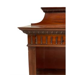 19th century mahogany open bookcase, the raised back over two fixed shelves, raised on a plinth base