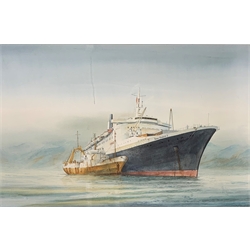 David C. Bell (b.1950): Queen Elizabeth 2 watercolour, signed 42cm x 67cm ARR may apply to this lot