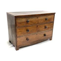 Mid 19th century mahogany chest fitted with three drawers W118cm, D54cm, H82cm