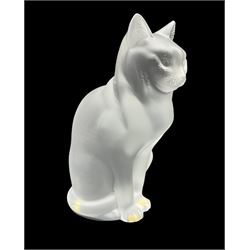 Lalique frosted glass model of a seated Cat 'Chat Assis', engraved Lalique France to base, H21cm 