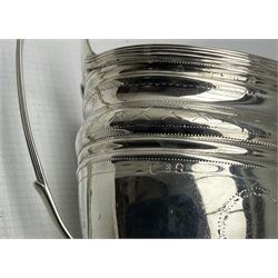 George III silver cream jug decorated with an engraved hatched band and with vacant cartouche and reeded handle H10cm London 1800 4.5oz