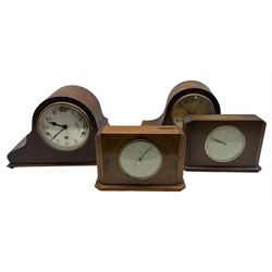 Two 1950s Savings clocks with coin clot and two oak cased mantel clocks (4)