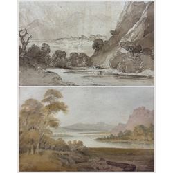 Anthony Vandyke Copley Fielding (British 1787-1855): View Across a Meander, watercolour signed 20cm x 30cm; * Webster (British 19th Century): Sketch of Figures at Lakeside, watercolour and pencil unsigned, inscribed verso 25cm x 36cm (2)