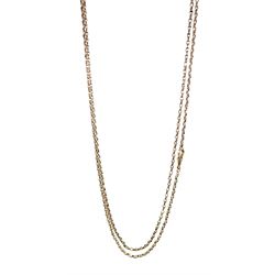 Victorian rose gold long chain with clip, stamped 9c