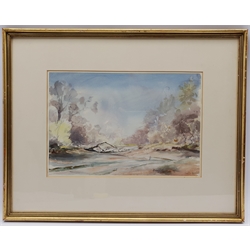 Rupert Harry Horsley (British 1905-1988): River Landscape with Fallen Tree, watercolour signed and dated '72, 25cm x 37cm