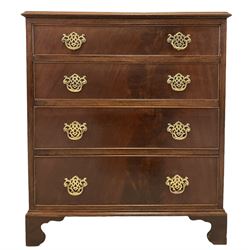 Georgian style mahogany chest of drawers, the rectangular top and moulded edge over four graduated drawers, raised on bracket supports