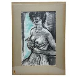 Antonin Karel 'Tony' Bartl (1912-1998): Portrait of a Woman Undressing, charcoal signed and dated 1978, 56cm x 36cm