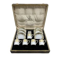 Part set of Noritake coffee cups and saucers in fitted case retailed by Gladwin Ltd Sheffield 