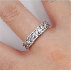 White gold channel set round brilliant cut diamond half eternity ring, stamped 18ct, total diamond weight approx 0.80 carat
