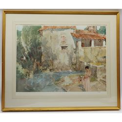 After Sir William Russell Flint (Scottish 1880-1969): 'The Mill Pool, St Jean de Cole', limited edition colour print 54cm x 71cm