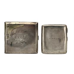 Silver cigarette case inscribed 'Otley R.U. Football Club 1929' and another with personal inscription 