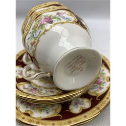 Set of four Royal Albert 'Lady Hamilton' teacups, saucers and tea plates