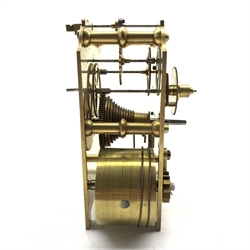  20th century brass single fusee movement, four spoke anchor escapement, four turned columns, H16cm  