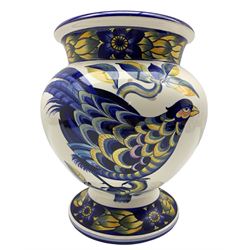 Large Royal Copenhagen Blue Pheasant pattern pedestal vase, created after the original paintings by C. Joachim, H35cm