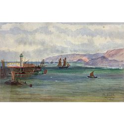 M Smith (British Contemporary): Sailing ships and a harbour Whitehouse, watercolour signed and dated together with H King (British Contemporary): Seaside scene with cottage, watercolour signed, max 45cm x 35cm (2)